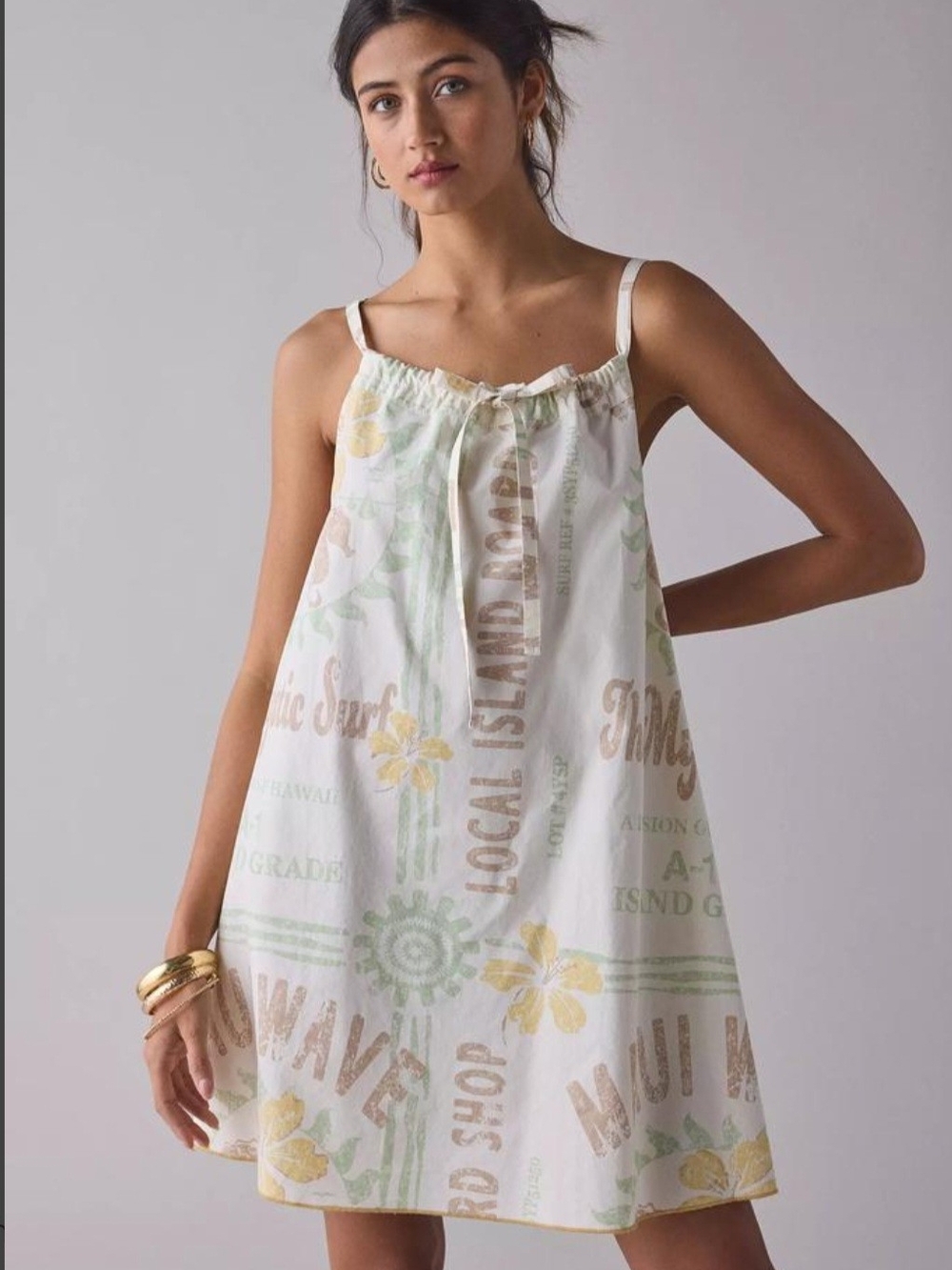 Urban Outfitters NWT BGD Eva Tie Front Ruched Strap Trapse Mini Drss